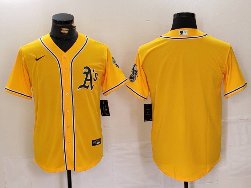 Men Oakland Athletics Blank Yellow Game 2024 Nike MLB Jersey style 2